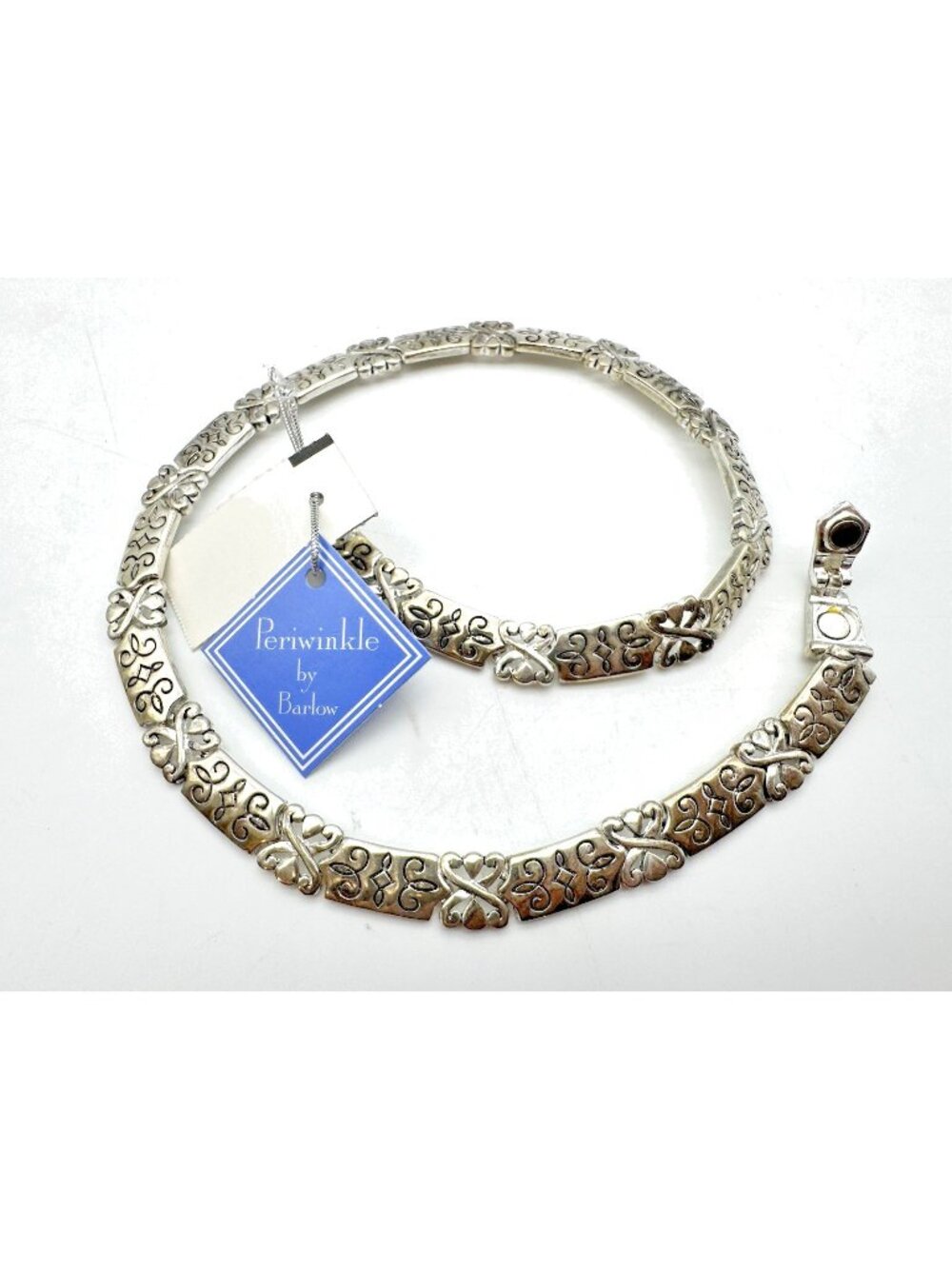 Periwinkle by Barlow Silver Tone Collar Necklace NEW w/Tags, Ornate, Classic 18"